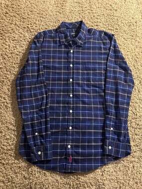 johnnie-O Plaid Button Down Shirt Size M Blue Long Sleeve